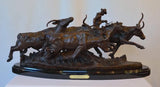 Remington’s The Stampede – Museum Quality Reproduction | Medium Bronze (Black Base)